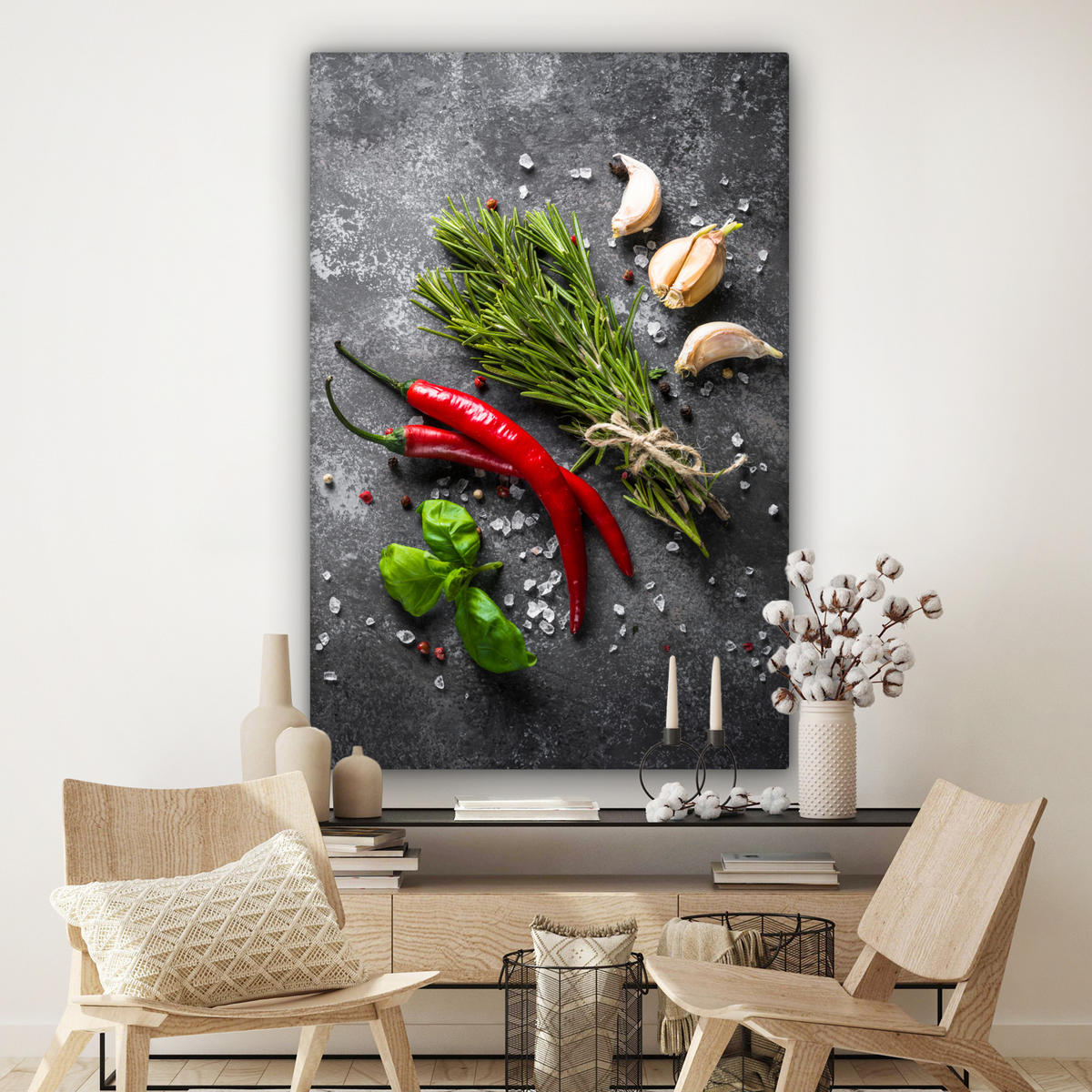 SLIKA NA PLATNU Poper 90x140 cm - temno siva, tekstil (90/140cm) - MuchoWow