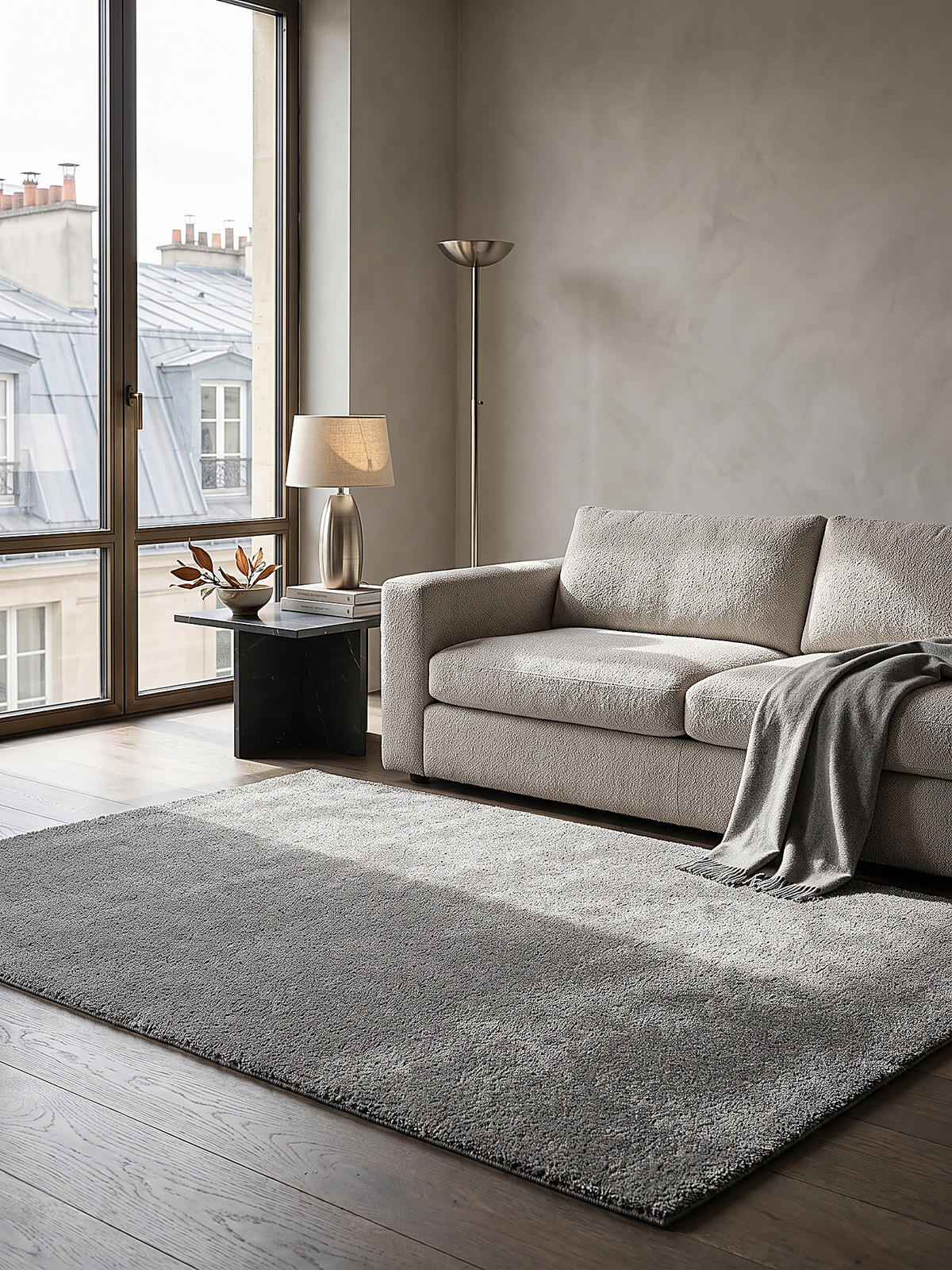 TEPPICH Hochflor ZINAL Uni Polyester Grau 200 x 290 cm - Grau, Textil (200/290cm) - KADIMA DESIGN