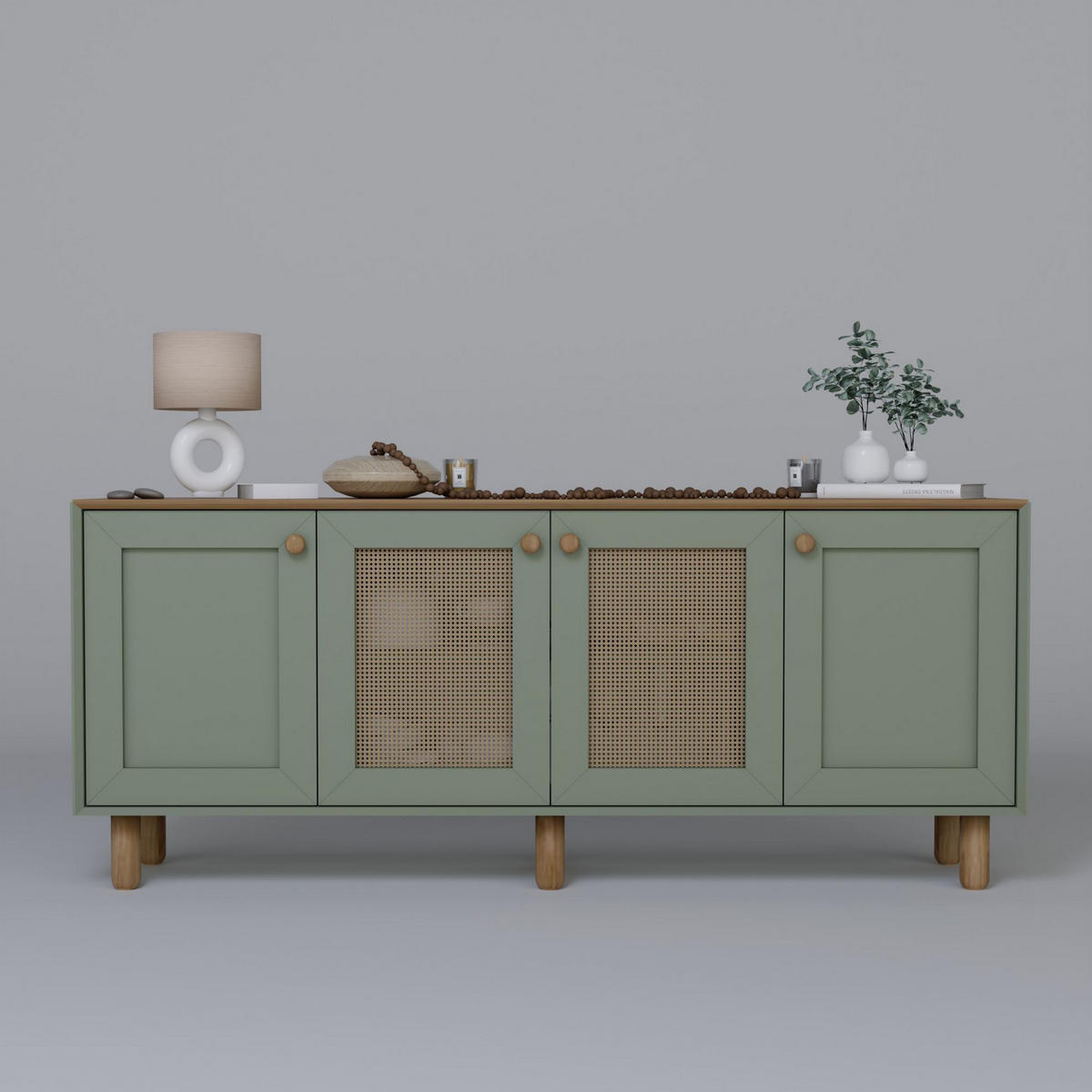 BUFFETSCHRANK bohemian Grün - Grün, Holz (40/75/180cm) - Habitat Garten