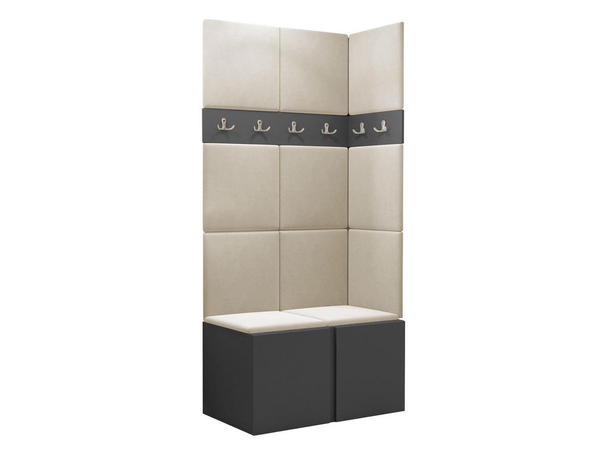 GARDEROBEN-SET Orion I - Beige/Graphitfarben, Holzwerkstoff/Kunststoff (84/186/46cm) - MIRJAN24