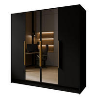 SCHRANK Schwarz LUSO Mit Spiegel Und Goldenen Griffen 200 g - Gelb, Holzwerkstoff (200/200/51cm) - Sepro Meble