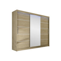 KLEIDERSCHRANK Aston VI, mit RGB LED Beleuchtung - Silberfarben/Sonoma Eiche, Holzwerkstoff/Kunststoff (250/215/58cm) - MIRJAN24