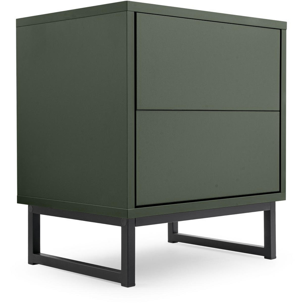 NACHTTISCH Giana mit 2 Schubladen, 43 cm, Flaschengrün - Dunkelgrün/Schwarz, Holzwerkstoff (43/48.5/34cm) - Beautysofa