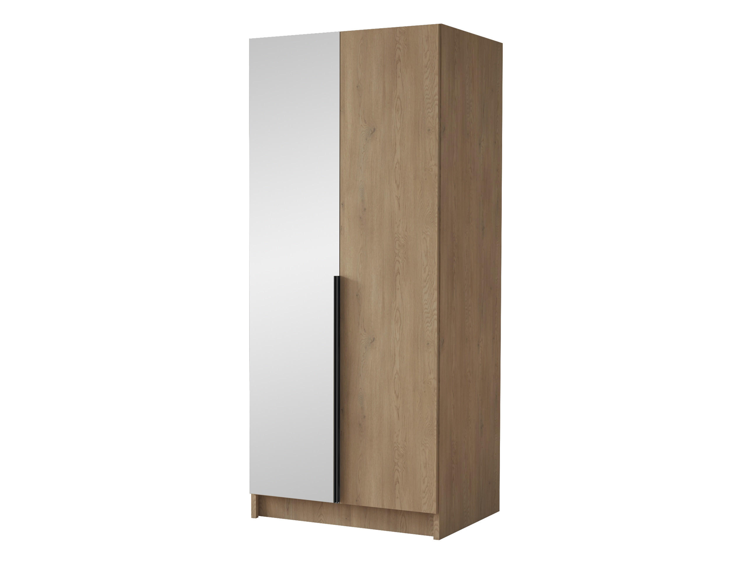 KLEIDERSCHRANK Bono II - Eichefarben/Schwarz, Holzwerkstoff/Metall (100/215/58cm) - MIRJAN24