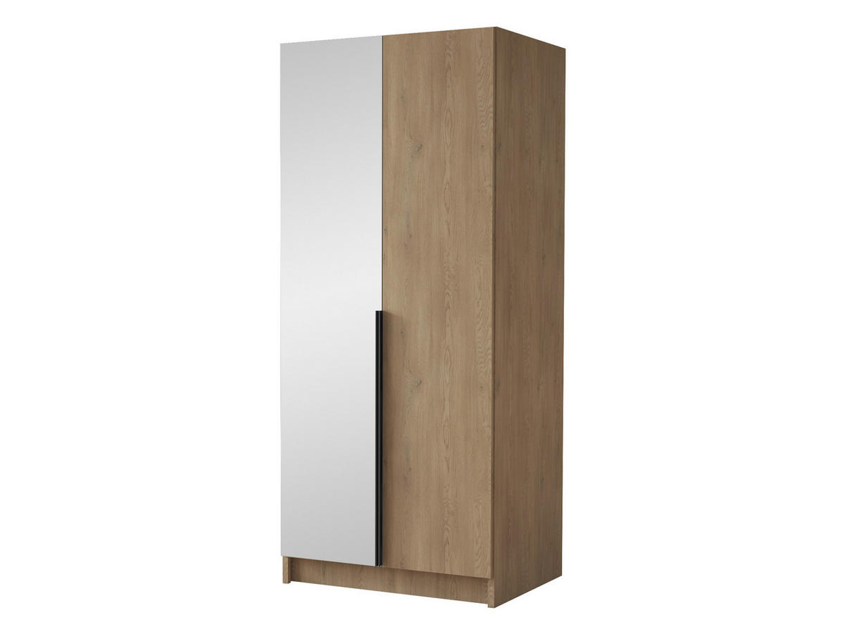 KLEIDERSCHRANK Bono II - Eichefarben/Schwarz, Holzwerkstoff/Metall (100/215/58cm) - MIRJAN24