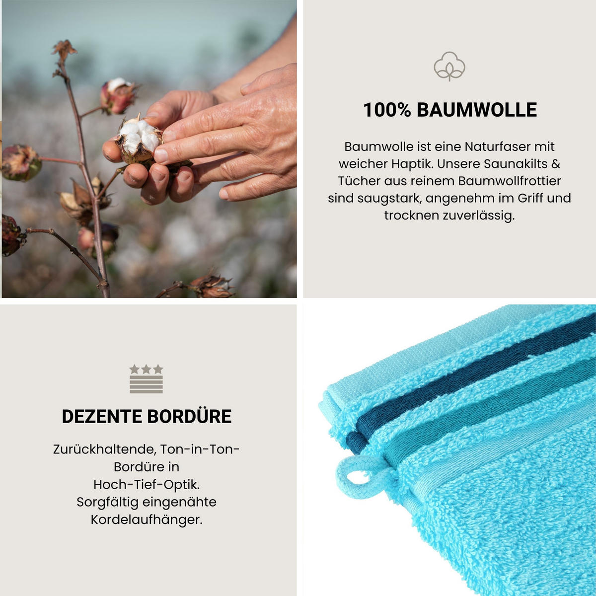 WASCHHANDSCHUHSET Skyline Color - 5-teilig - 16x22 cm - Türkis - Türkis, Textil (16/22cm) - SCHIESSER