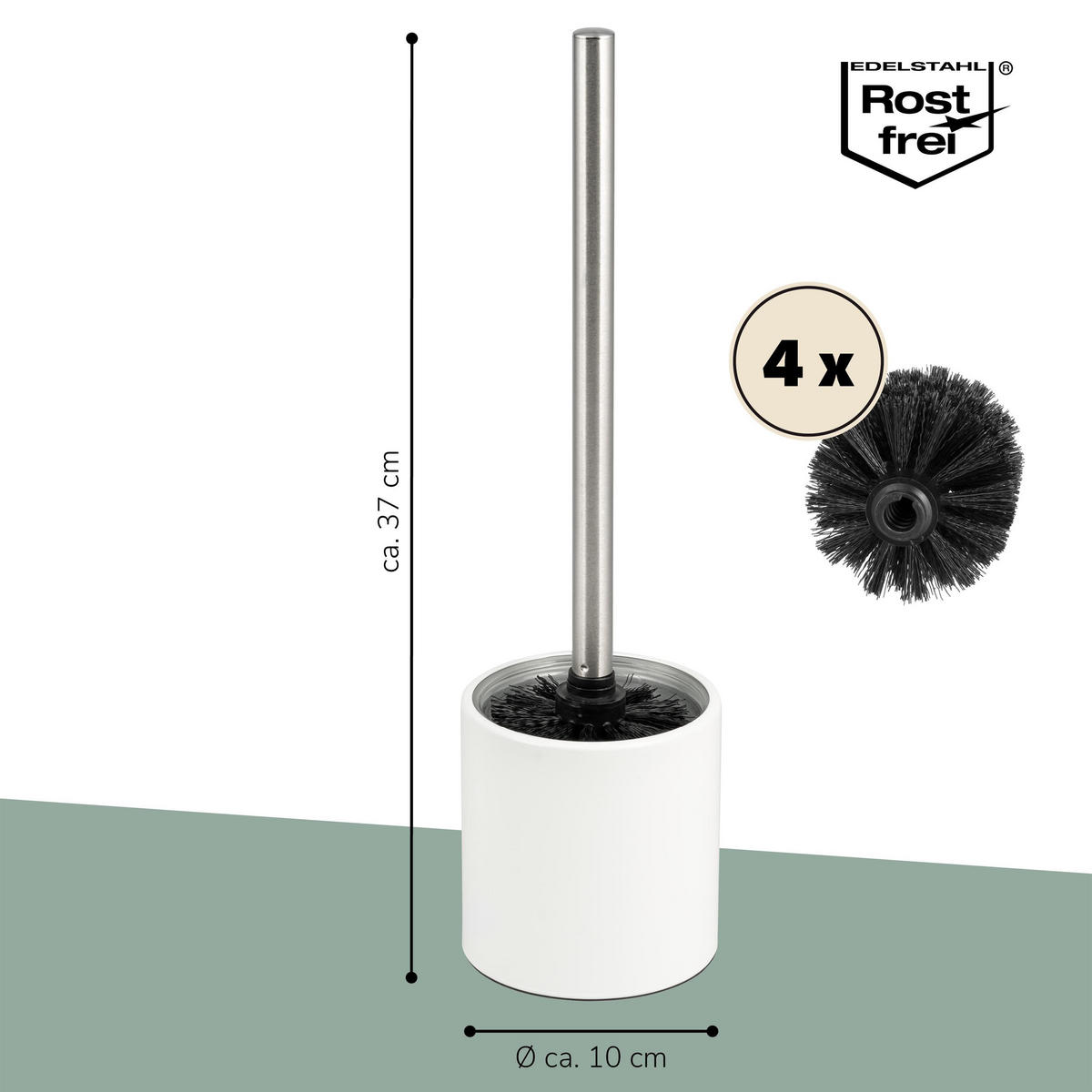 WC-GARNITUR TIRANO, Edelstahl, weiß - Weiß, Metall (10/37/10cm) - bremermann