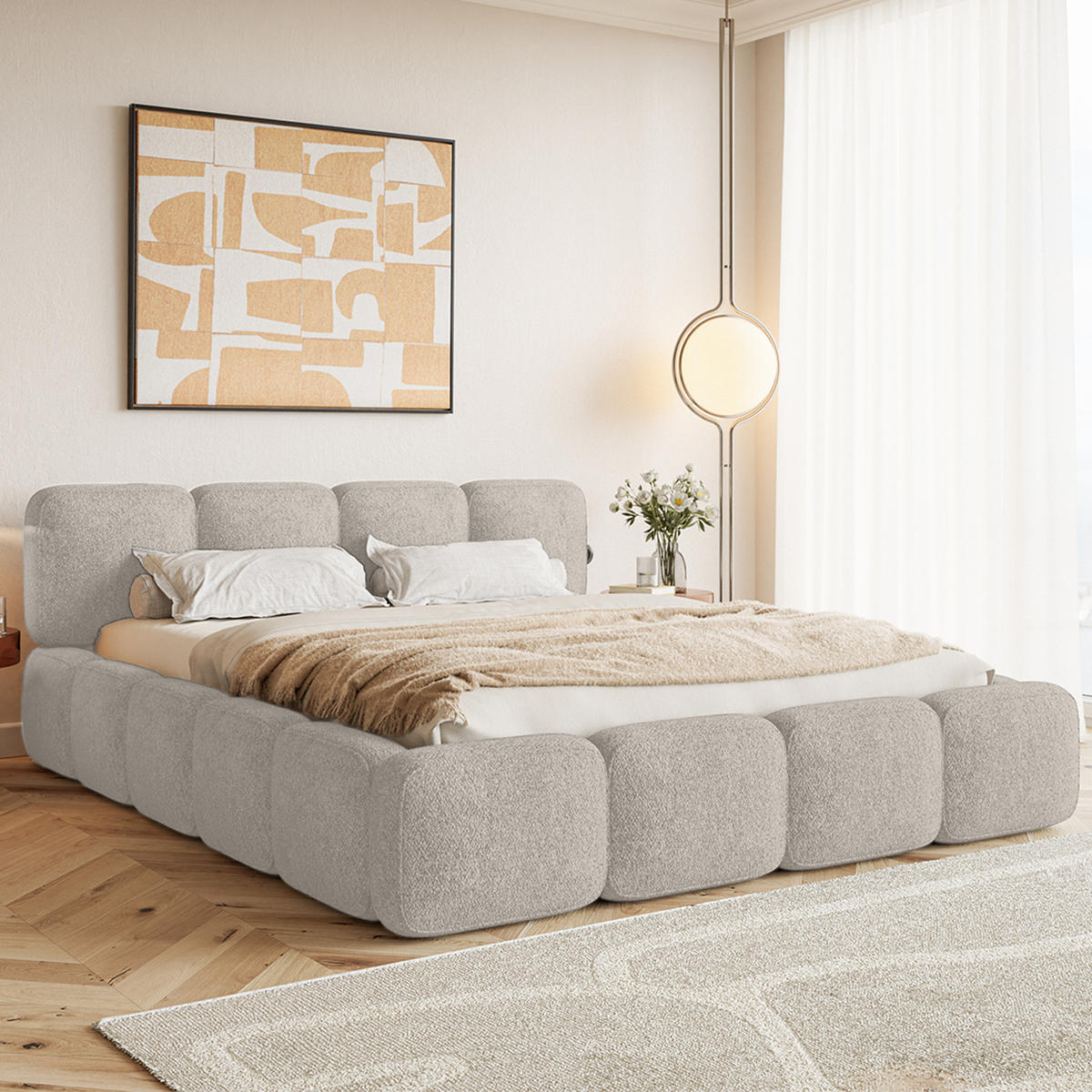 POLSTERBETT BALMONTE 140x200 cm, Beige - Beige, Textil (200/140cm) - Fedve