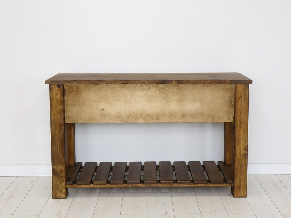 KONSOLENTISCH aus Massivholz Rustyk - Dunkelbraun/Schwarz, Holz (42/78/130cm) - Seart