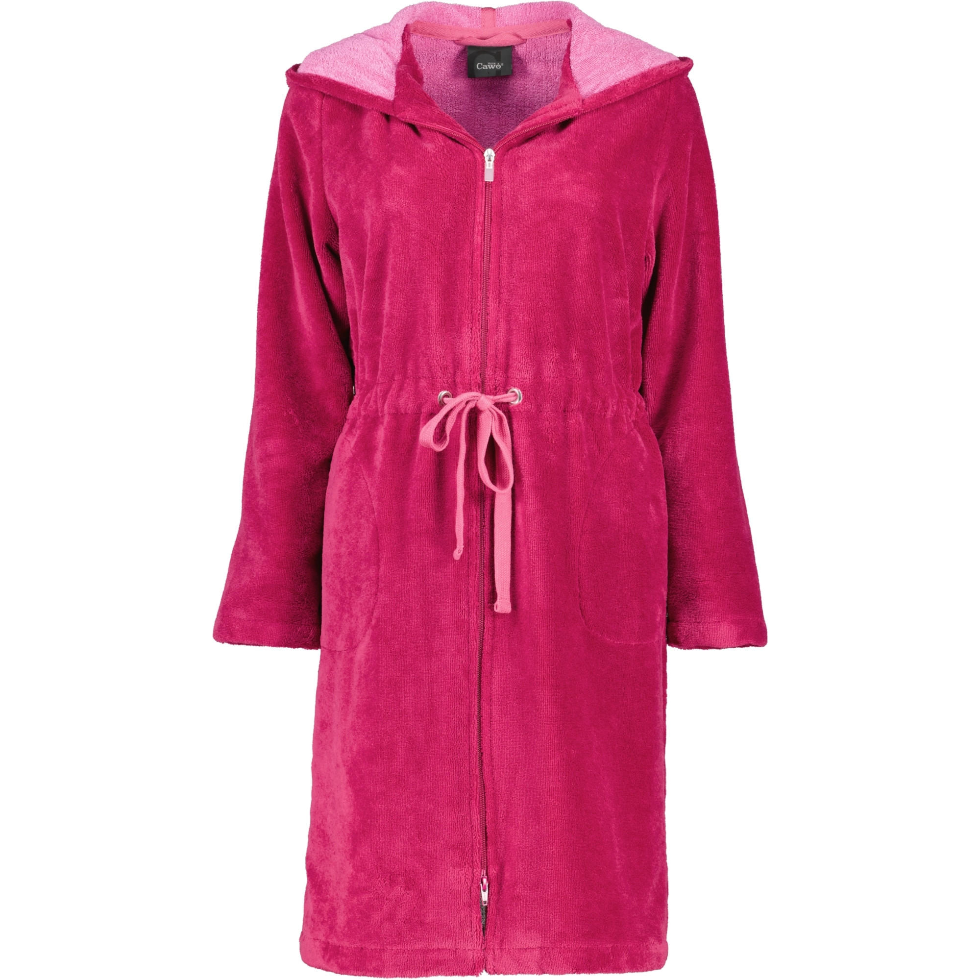 BADEMANTEL DAMEN KURZMANTEL MIT KAPUZE CAWÖ HOME 822 BEERE - 22 - Rosa, Textil (XSnull) - Cawoe