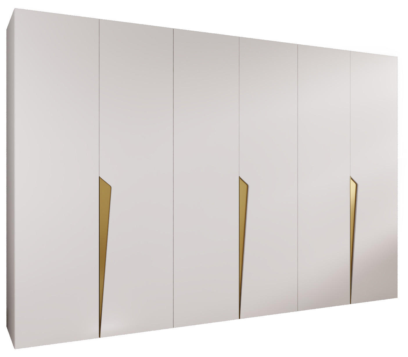 DREHTÜRENSCHRANK 202/300/52 6-türig - Goldfarben/Weiß, Holz/Metall (300/202/52cm) - Abiks Möbel