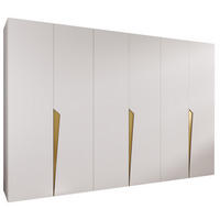 DREHTÜRENSCHRANK 202/300/52 6-türig - Goldfarben/Weiß, Holz/Metall (300/202/52cm) - Abiks Möbel