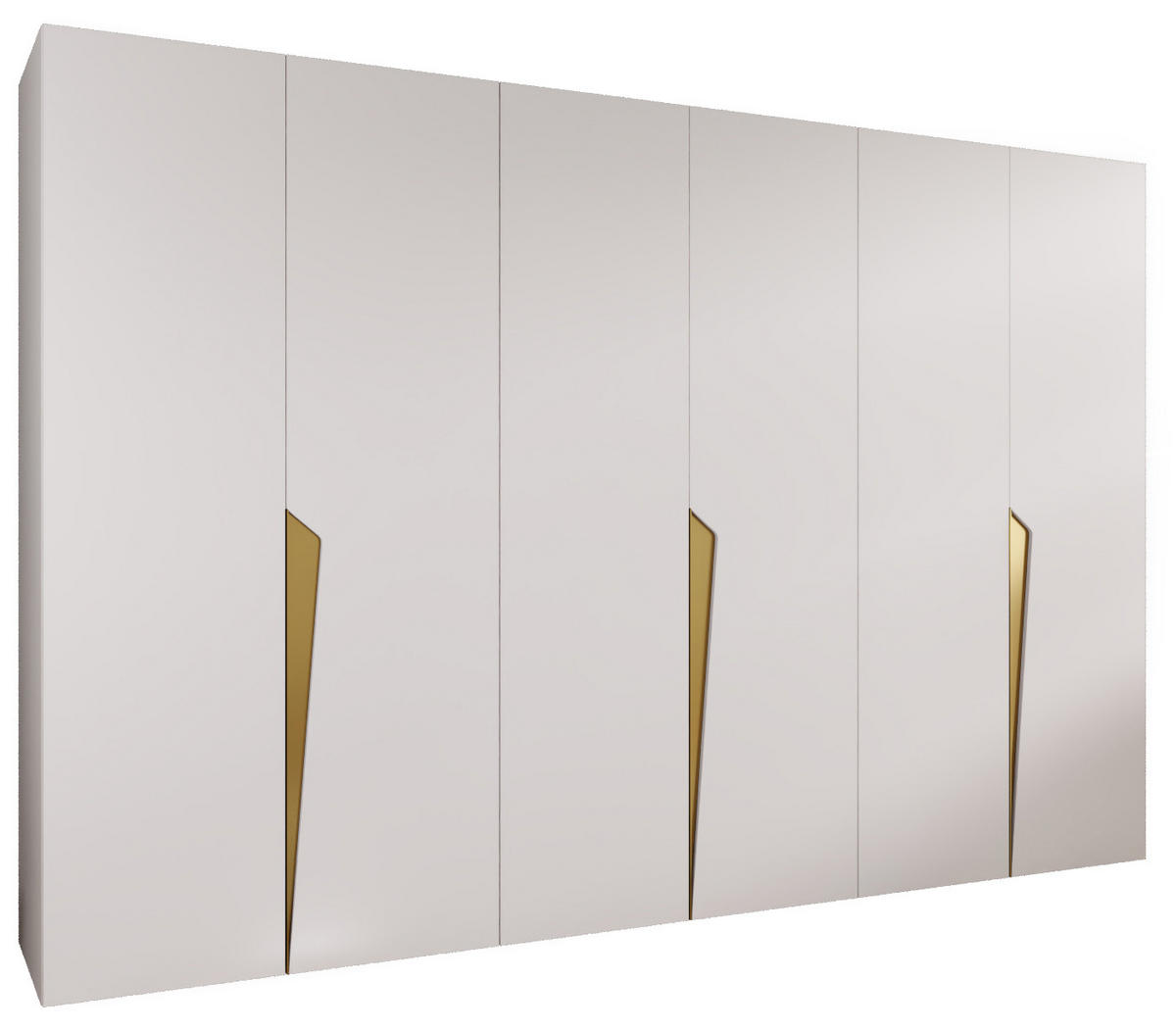 DREHTÜRENSCHRANK 202/300/52 6-türig - Goldfarben/Weiß, Holz/Metall (300/202/52cm) - Abiks Möbel