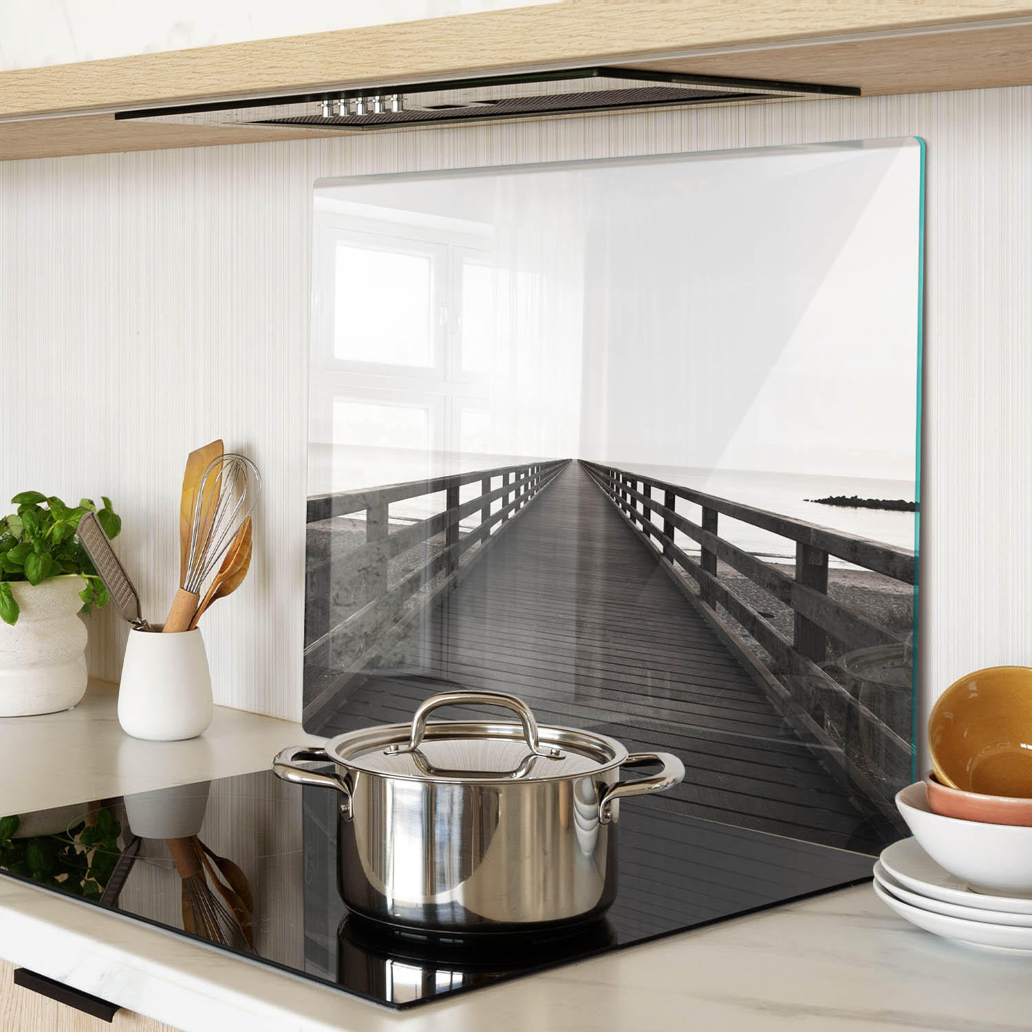 GLASPLATTE 60x52 cm Holzsteg - Schwarz, Glas (60/0.4/52cm) - TULUP