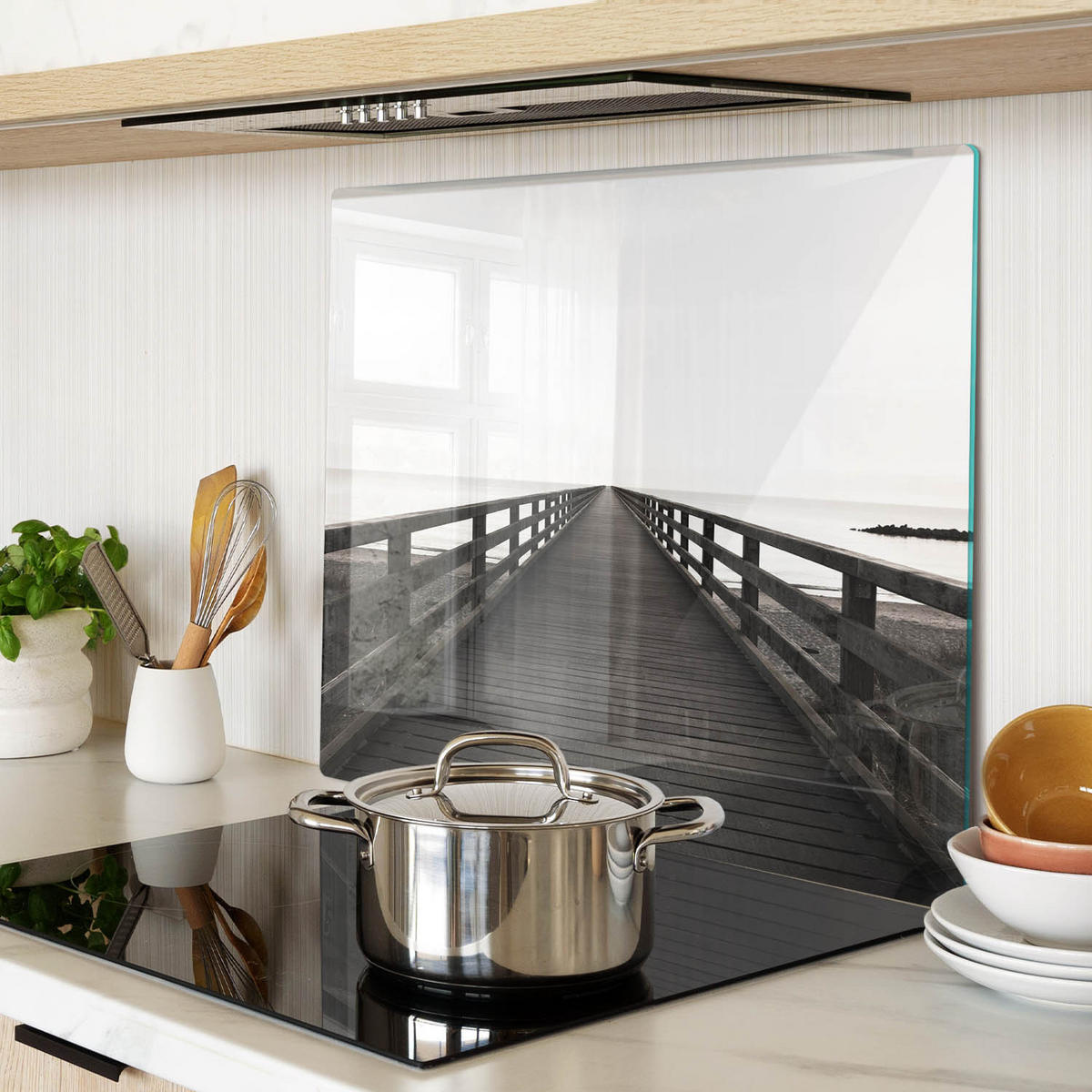 GLASPLATTE 60x52 cm Holzsteg - Schwarz, Glas (60/0.4/52cm) - TULUP