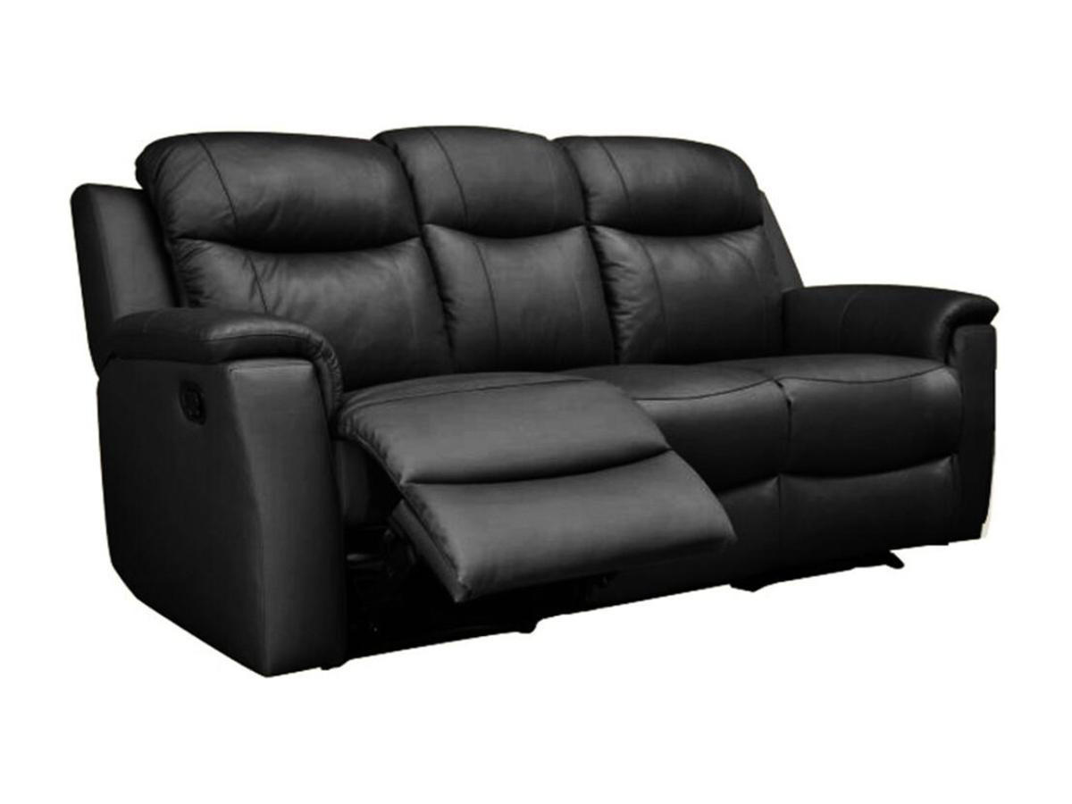 RELAXSOFA Leder 3-Sitzer - Schwarz - EVASION - Schwarz, Leder (96/100/205cm) - Vente-Unique