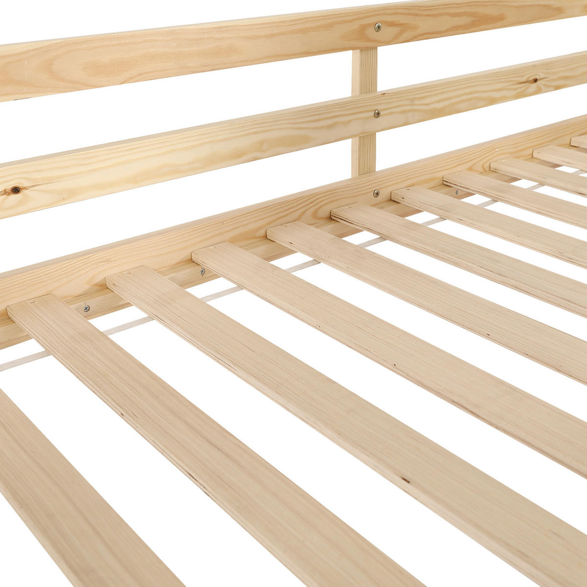 HOCHBETT 90x200 cm in Weiß+Natur mit Staufächern und Schubladen - Naturfarben, Holz (90/200cm) - KOMHTOM