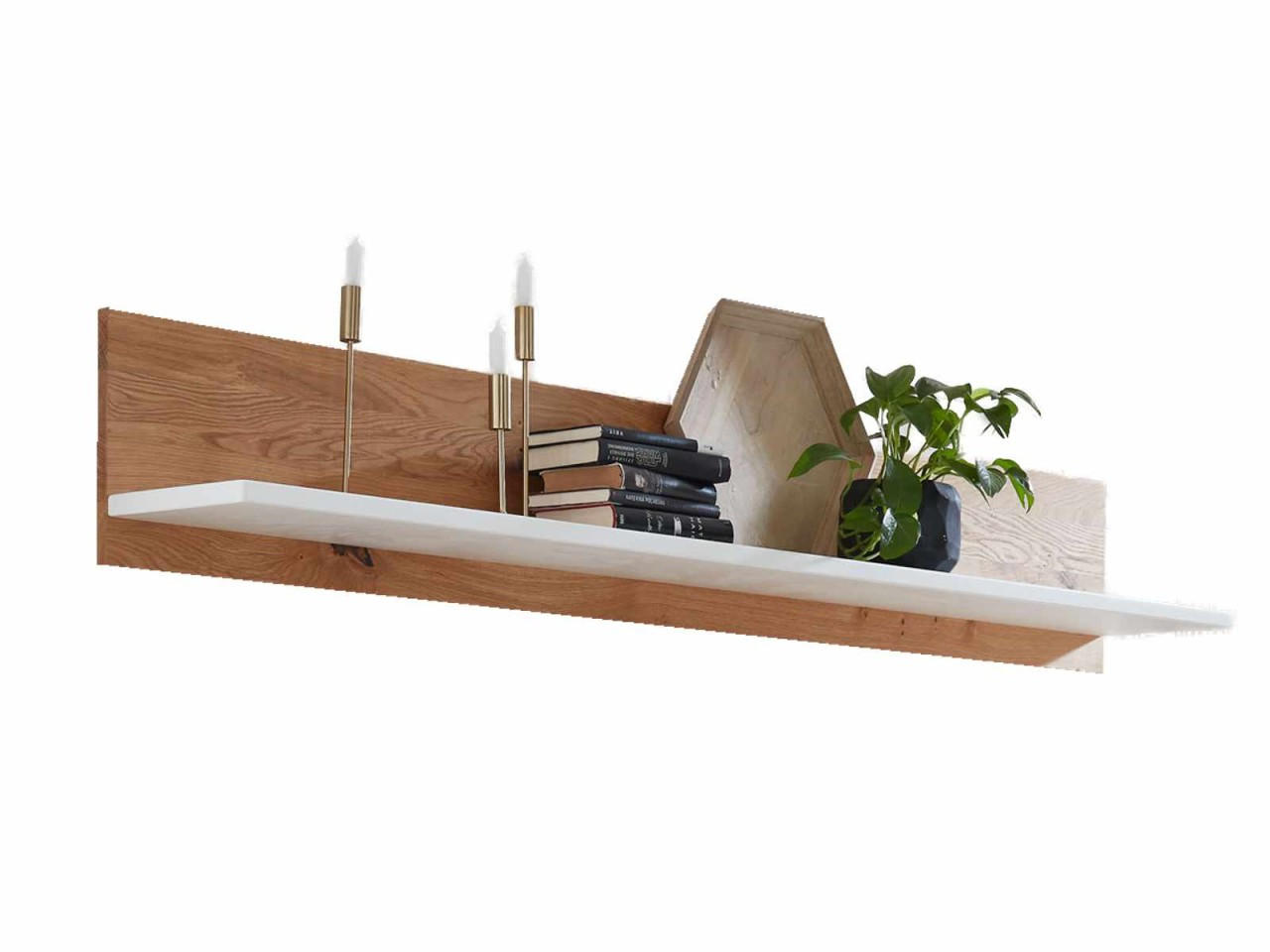 Casamia Massive Möbel WANDBOARD Weiß, Braun 180cm × 27cm × 28cm
