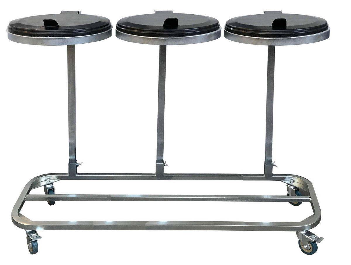 ROLLBARER Doppel-Müllsackständer mit 4 Rollen verzinkt - Silberfarben, Metall (80/96/43cm) - QUICK STAR