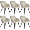 ESSZIMMERSTUHL 6er Set Marilyn 58 x 62 x 82 cm creme/schwarz - Creme/Schwarz, Textil (58/82/62cm) - tectake