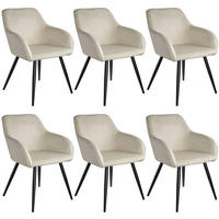 ESSZIMMERSTUHL 6er Set Marilyn 58 x 62 x 82 cm creme/schwarz - Creme/Schwarz, Textil (58/82/62cm) - tectake