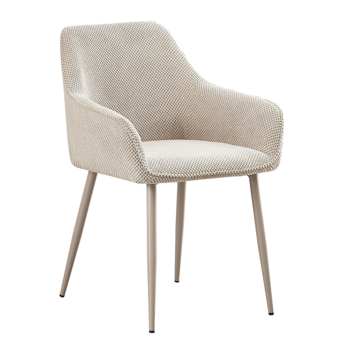 ARMLEHNENSTUHL - 2er-Set - Strukturstoff - Beige, Textil/Metall (56/80/61cm) - home24