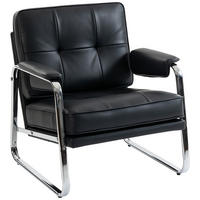 SESSEL LOUNGESESSEL DE-06615 breiter Sitz, Armlehnen, Stahlbeine, Kunstleder Schwarz - Schwarz, Leder/Metall (79/84/80cm) - ComfortXL