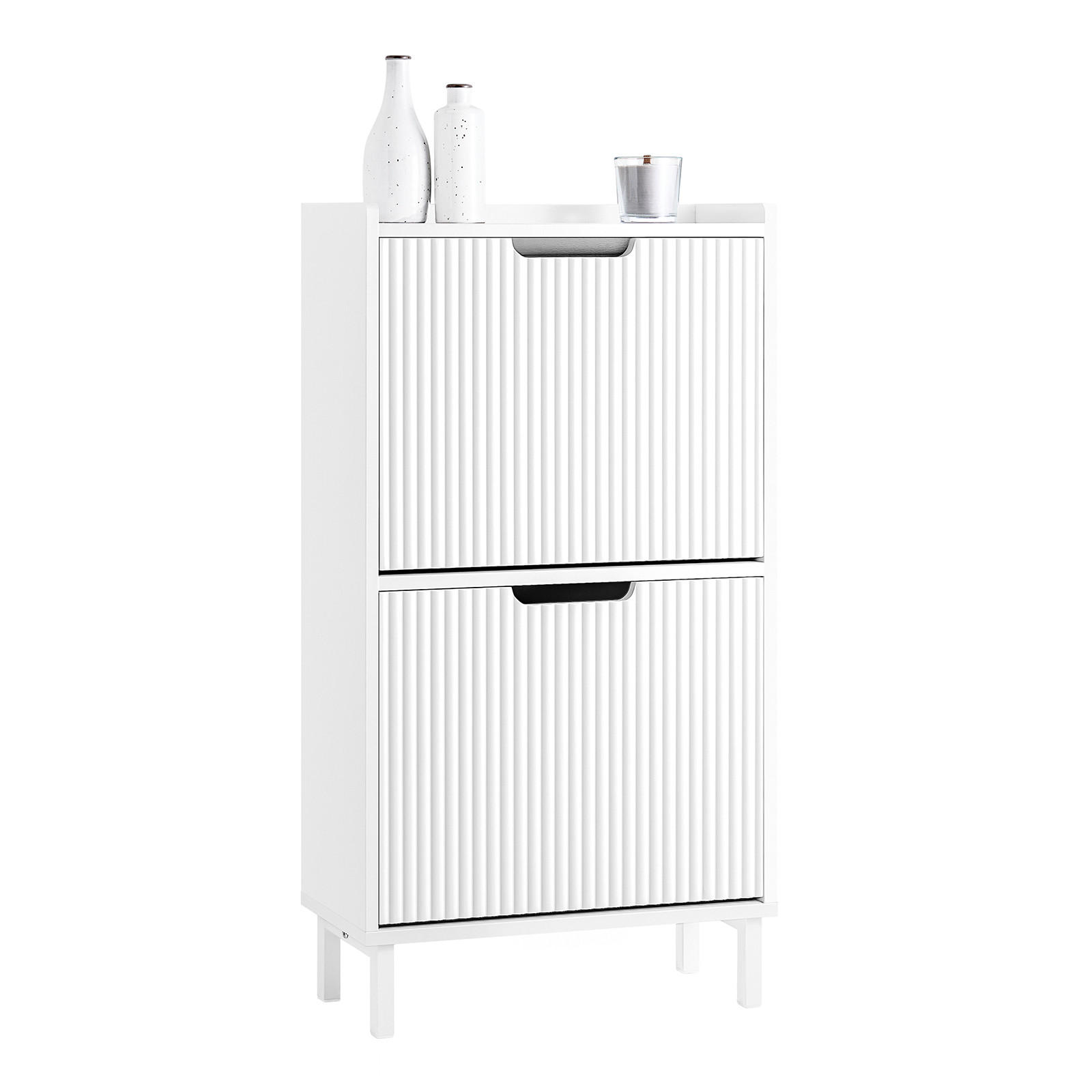 SCHUHSCHRANK Weiß - Weiß, Holzwerkstoff/Metall (50/90/19cm) - SoBuy