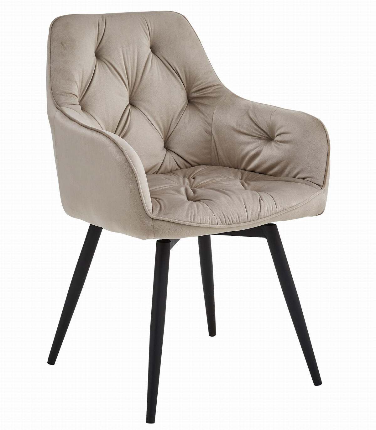 ESSZIMMERSTUHL LUKK360 dunkelbeiger Sitz, schwarze Beine - Beige/Schwarz, Textil (56/84/61cm) - Valora