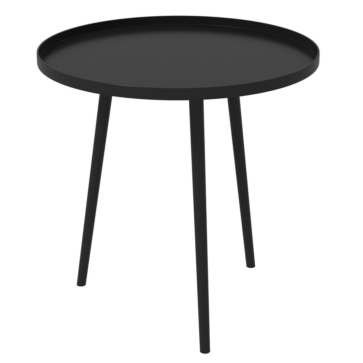 BEISTELLTISCH DE-07263 rund, aus Stahl mit Rand Schwarz - Schwarz, Metall (40/40/50cm) - ComfortXL