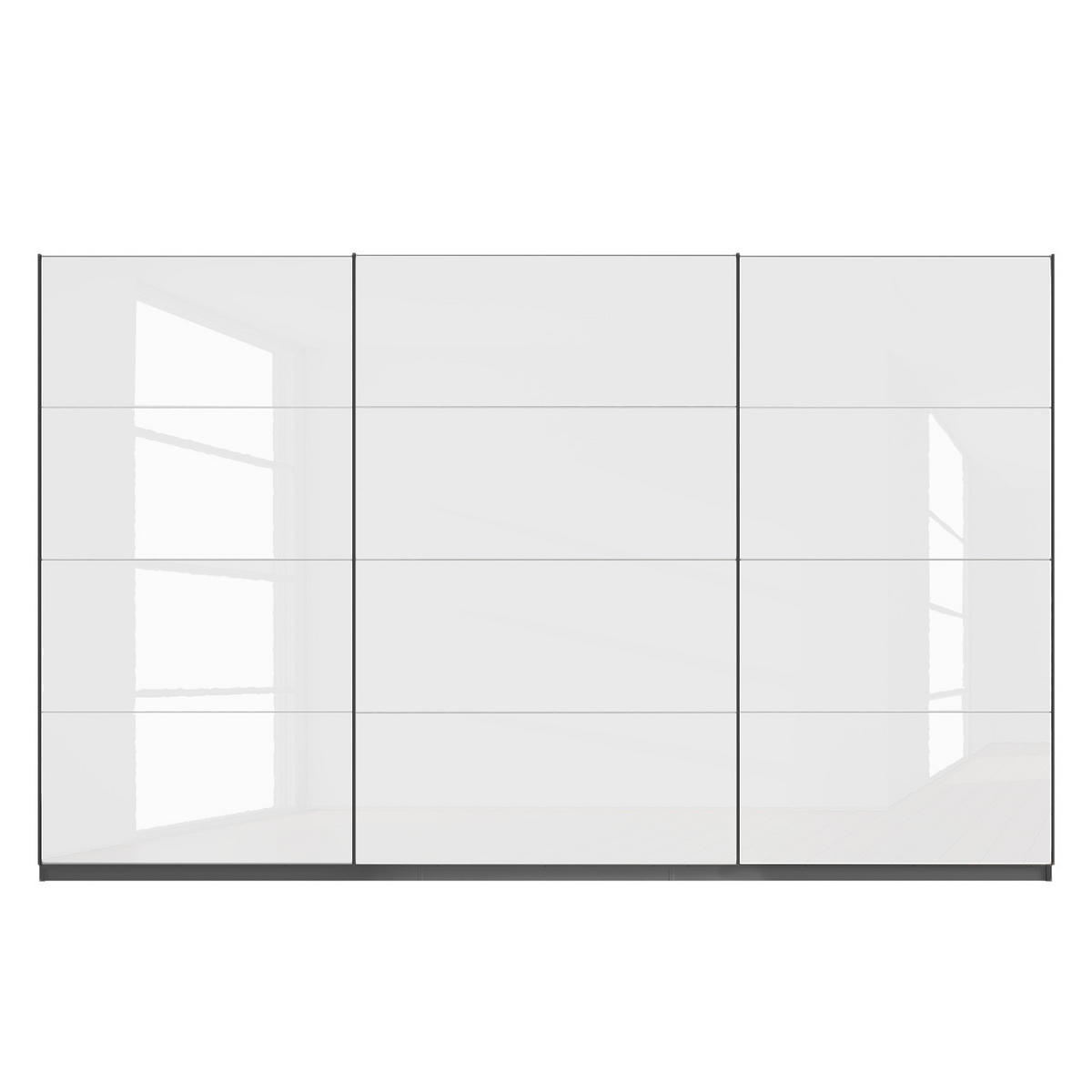 SCHWEBETÜRENSCHRANK - Weiß Hochglanz/Grau, Holzwerkstoff (360/222/68cm) - home24