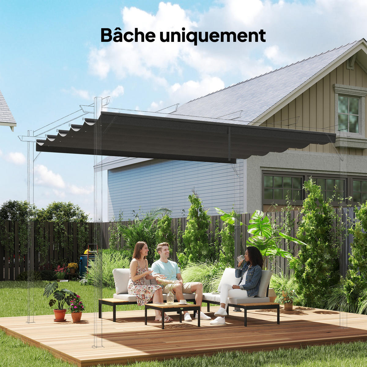DACH für Pergola DE-12581 350/260 cm Dunkelgrau - Dunkelgrau, Textil (260/6/350cm) - ComfortXL