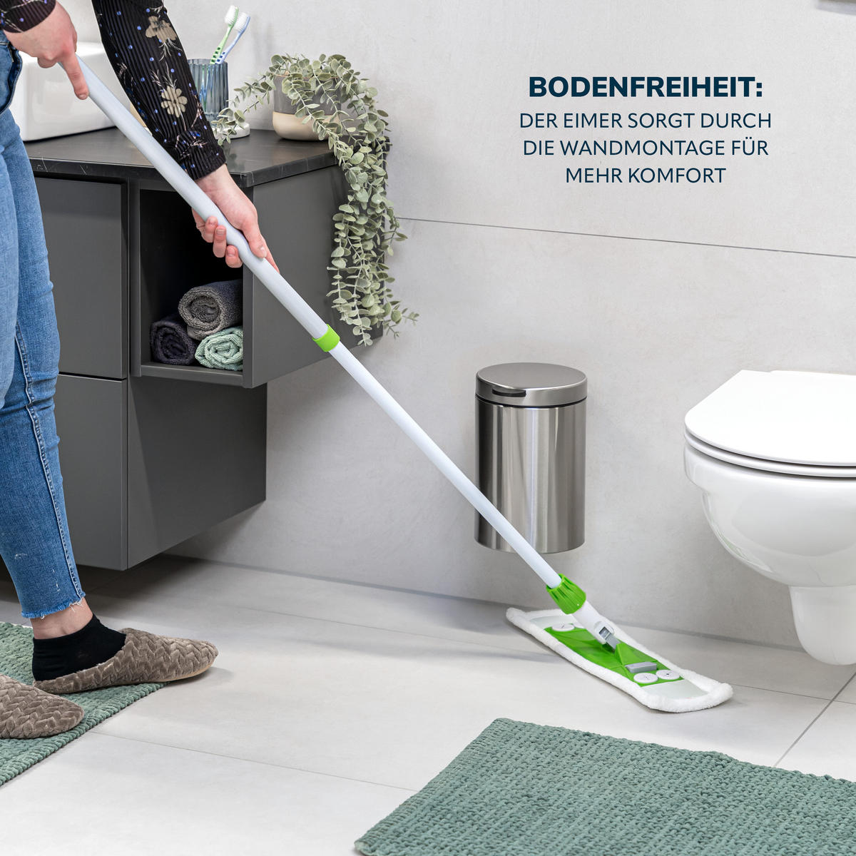 WAND-KOSMETIKEIMER 3 Liter, silber, Edelstahl - Edelstahlfarben, Metall (16/24/23cm) - bremermann