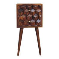 NACHTTISCH aus Massivholz mit 2 Schubladen - Dunkelbraun/Messingfarben, Holz/Metall (31/62/30cm) - Artisan Furniture