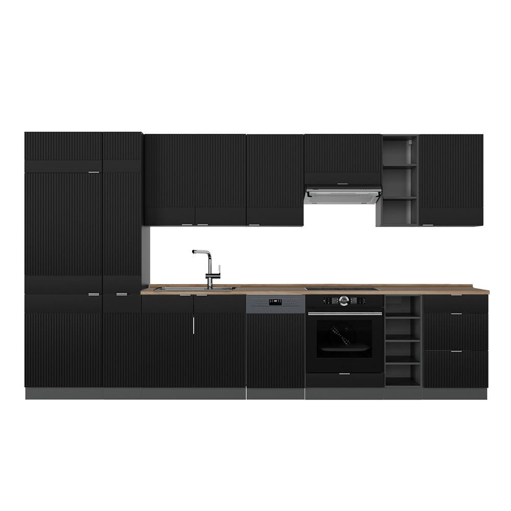 Vicco Küchenzeile Schwarz, Anthrazit 355x206.8x60 cm