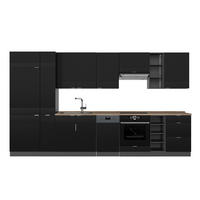KÜCHENZEILE Fame-Line Schwarz gestreift/Anthrazit 355 cm , AP Eiche - Anthrazit/Schwarz, Holzwerkstoff (355/206.8/60cm) - Vicco