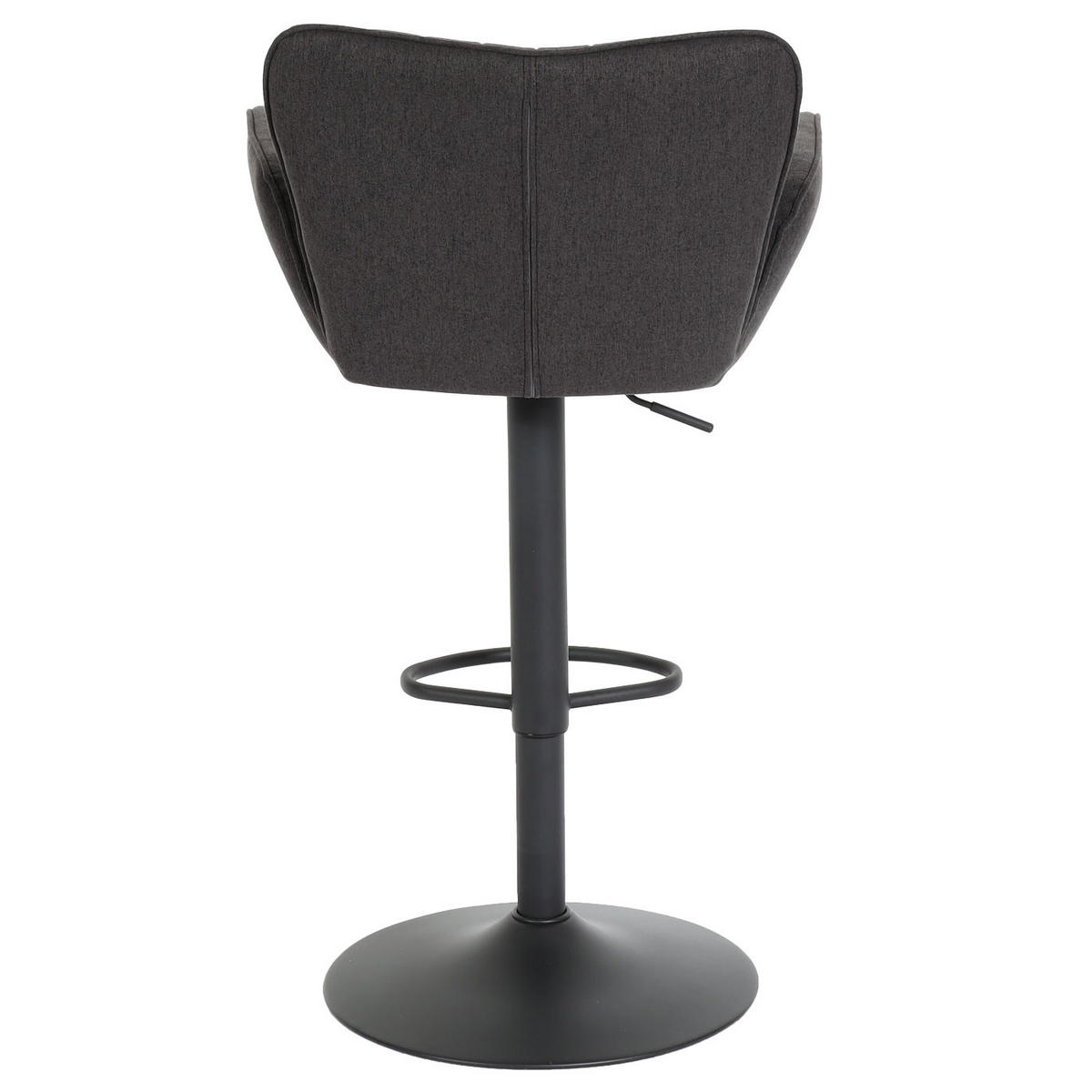 BARHOCKER 2er-Set gepolstert mit Lehne Sitzhöhe 66-90cm mit Armlehne Fußablage drehbar Stoff/Textil Eisen Dunkelgrau Fuß Schwarz - Anthrazit, Kunststoff/Textil (50/110/45cm) - PROREGAL