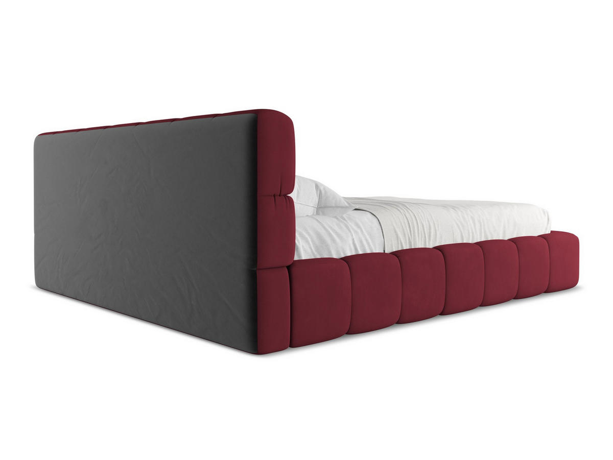 POLSTERBETT mit Bettkasten und Lattenrost 200x228 Rot - Rot/Weinrot, Kunststoff/Textil (180/200cm) - Makamii