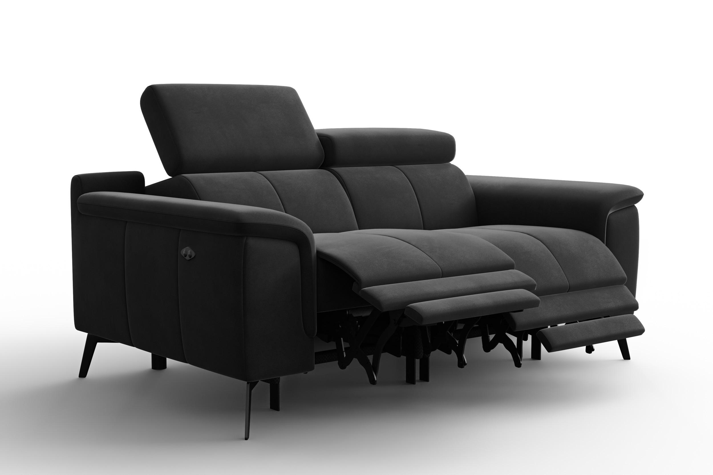 SOFA RELAX FIERO 2-Sitzer, Schwarzer Veloursstoff - Schwarz, Holz/Textil (170/82/103cm) - Courtois Laville