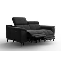 SOFA RELAX FIERO 2-Sitzer, Schwarzer Veloursstoff - Schwarz, Holz/Textil (170/82/103cm) - Courtois Laville