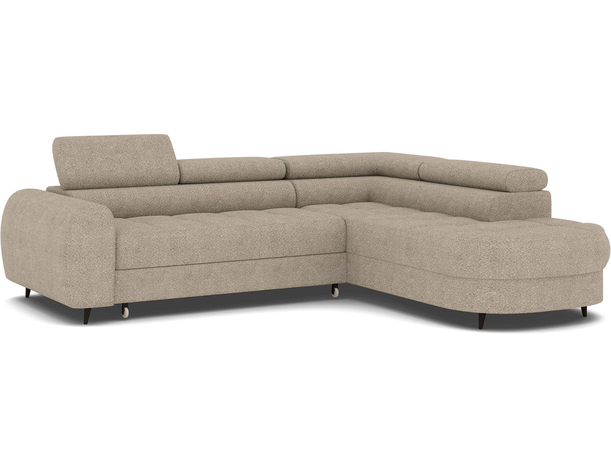 ECKSOFA Vesteria mit Schlaffunktion und Bettkasten – Modernes Design, verstellbare Kopfstützen und hoher Sitzkomfort - Beige, Kunststoff (279/72cm) - Wohnideebilder