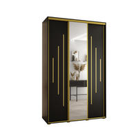 SCHWEBETÜRENSCHRANK 235,2/160/60 3-türig - Goldfarben/Schwarz, Holz/Metall (160/235/60cm) - Abiks Möbel