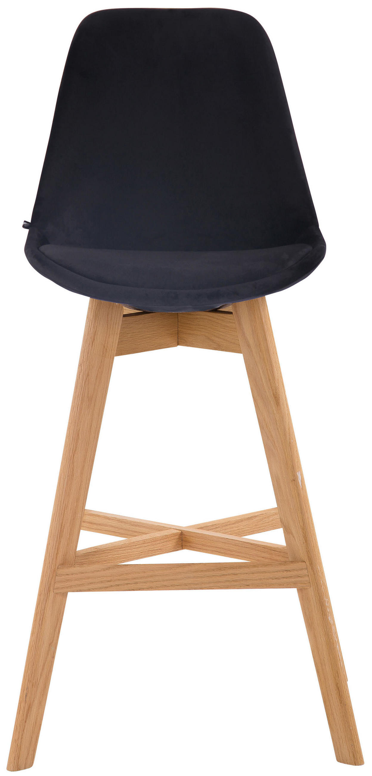 BARHOCKER Canada, 2er Set, Gestell natura, Samt Schwarz - Schwarz/Naturfarben, Holz/Textil (48/100/56cm) - TPFLiving