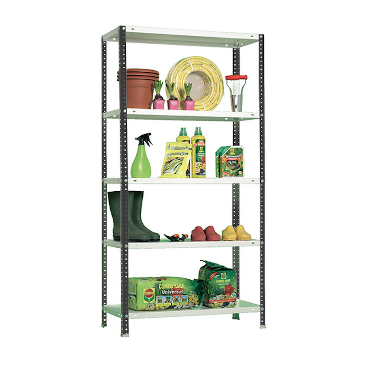 SCHRAUBREGAL PANDA | HxBxT 180x80x40cm | 5 Fachböden | Fachlast 100kg | Anthrazit-Weiß - Anthrazit, Metall (80/180/40cm) - PROREGAL