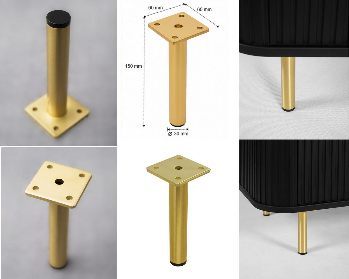 BADEZIMMERSCHRANK : Farbe Kaschmir, Griff gold, Füße gold, 120 x 41,5 x 66,7 cm - Kaschmir/Goldfarben, Holzwerkstoff (120/66.7/41.5cm) - 3XE LIVING