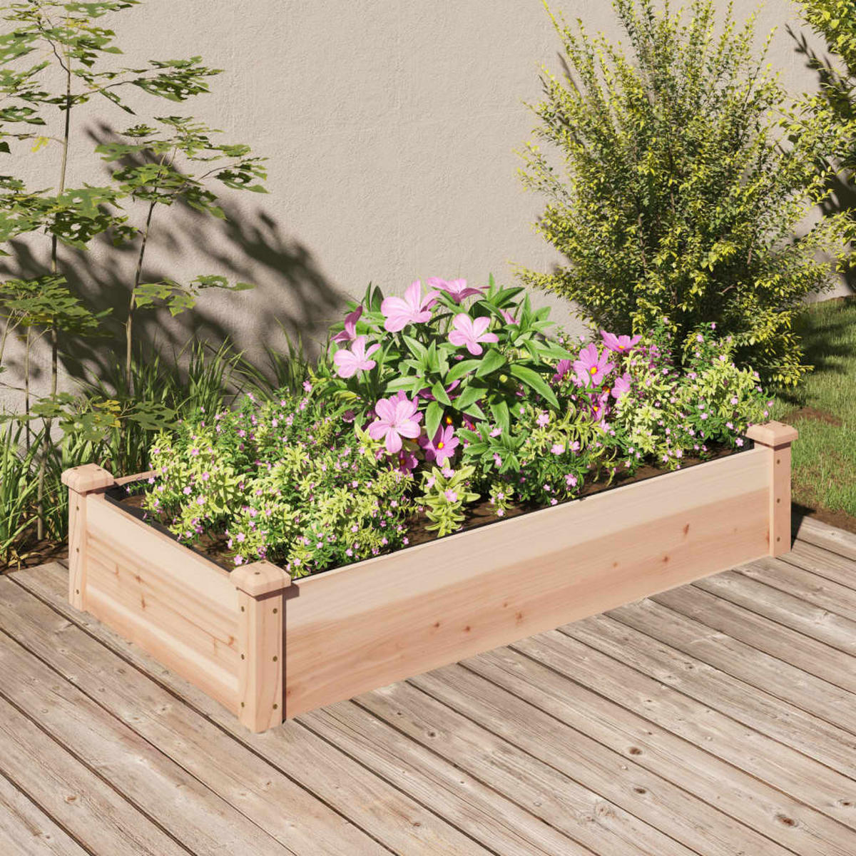 HOCHBEET mit Einsatz 120x60x25 cm Massivholz Tanne - Naturfarben, Holz (60/25/120cm) - furnicato