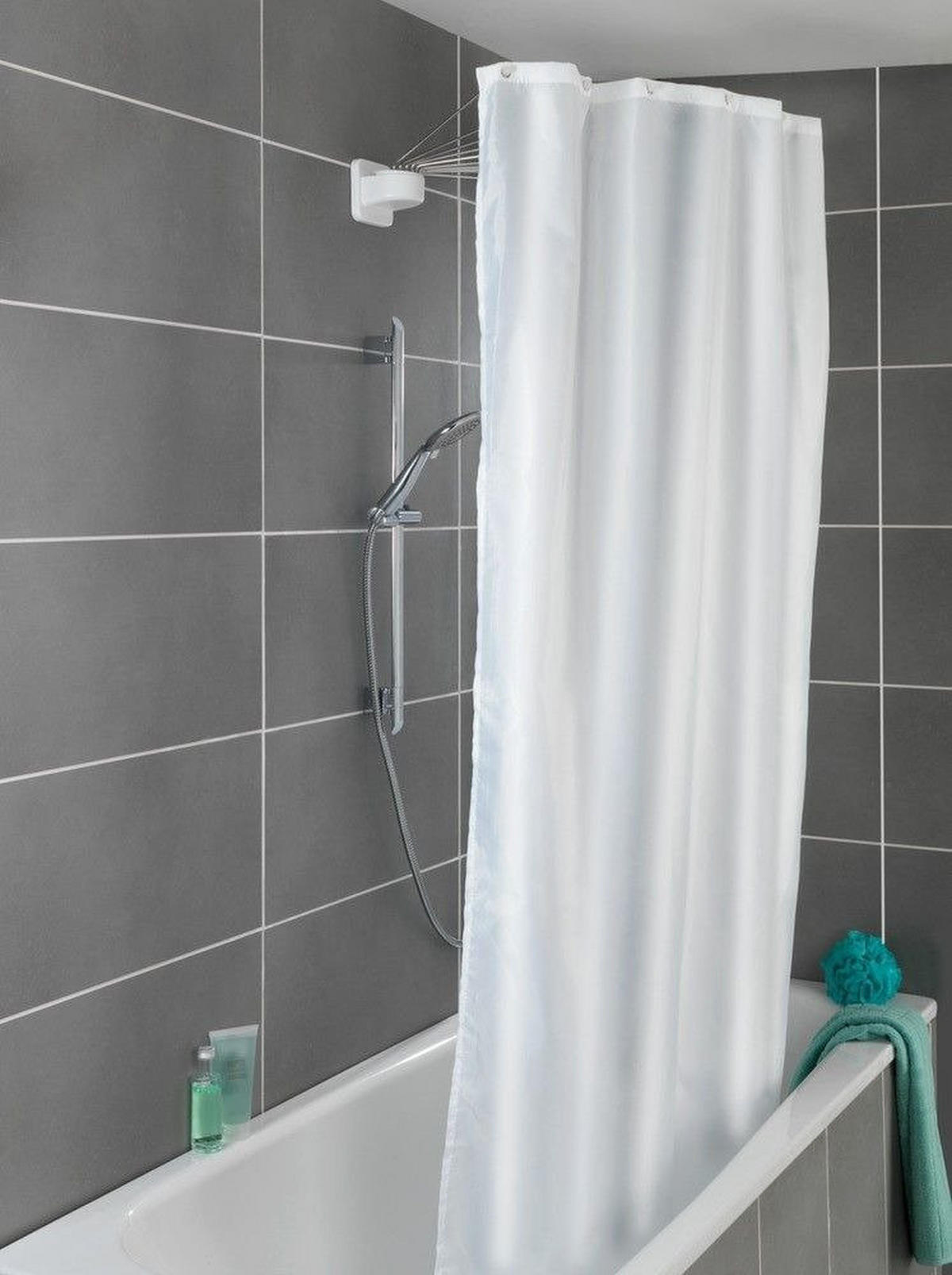 DUSCHSTANGE mit 12 Armen 96/72/10,5 cm - Weiß, Kunststoff (96cm) - Wenko