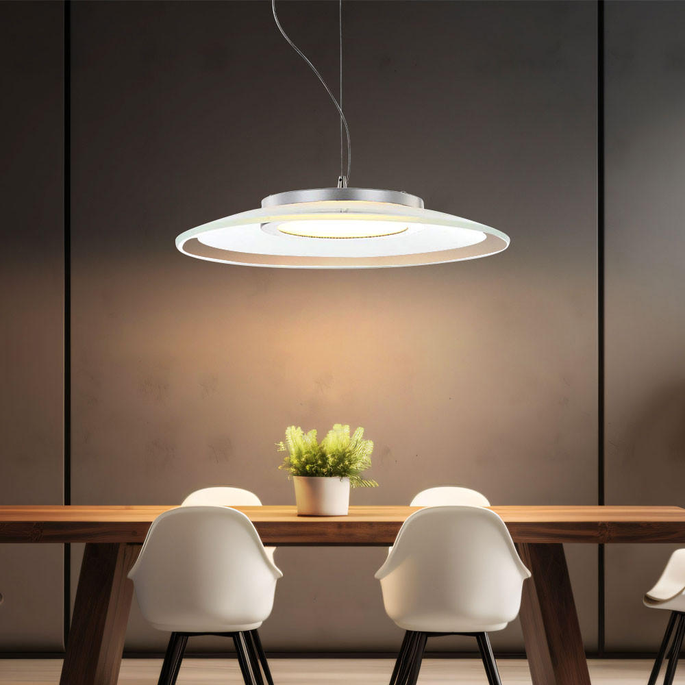 LED HÄNGELEUCHTE Metall Silber - Silberfarben, Glas (40/40/125cm) - Globo Lighting