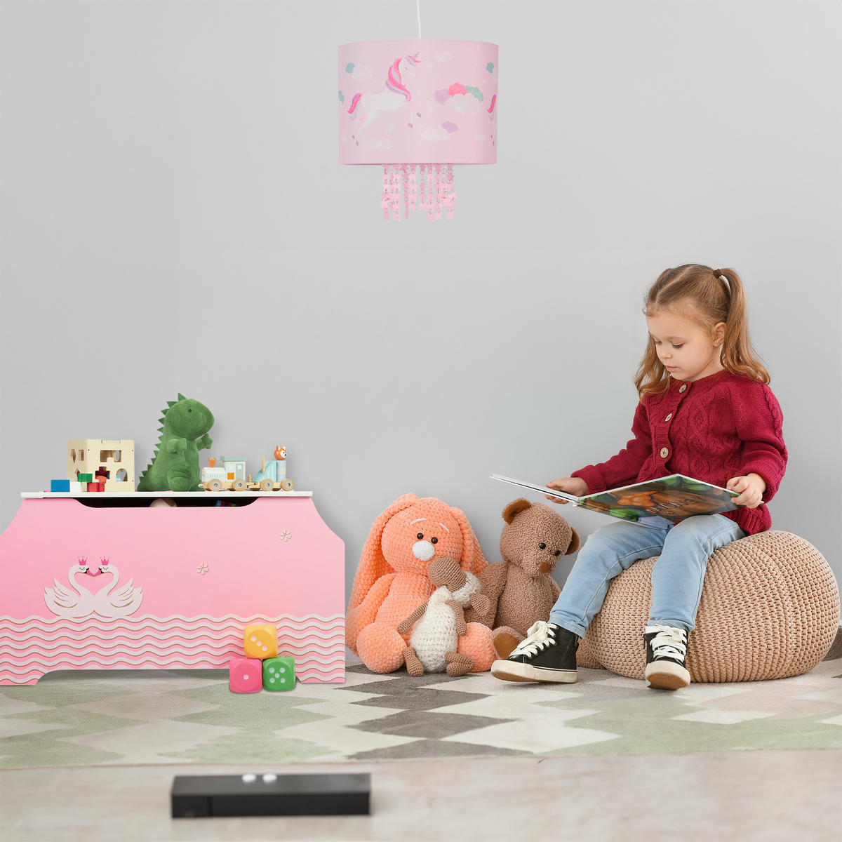 HÄNGELAMPE - Rosa, Kunststoff (35/35/158cm) - Relaxdays