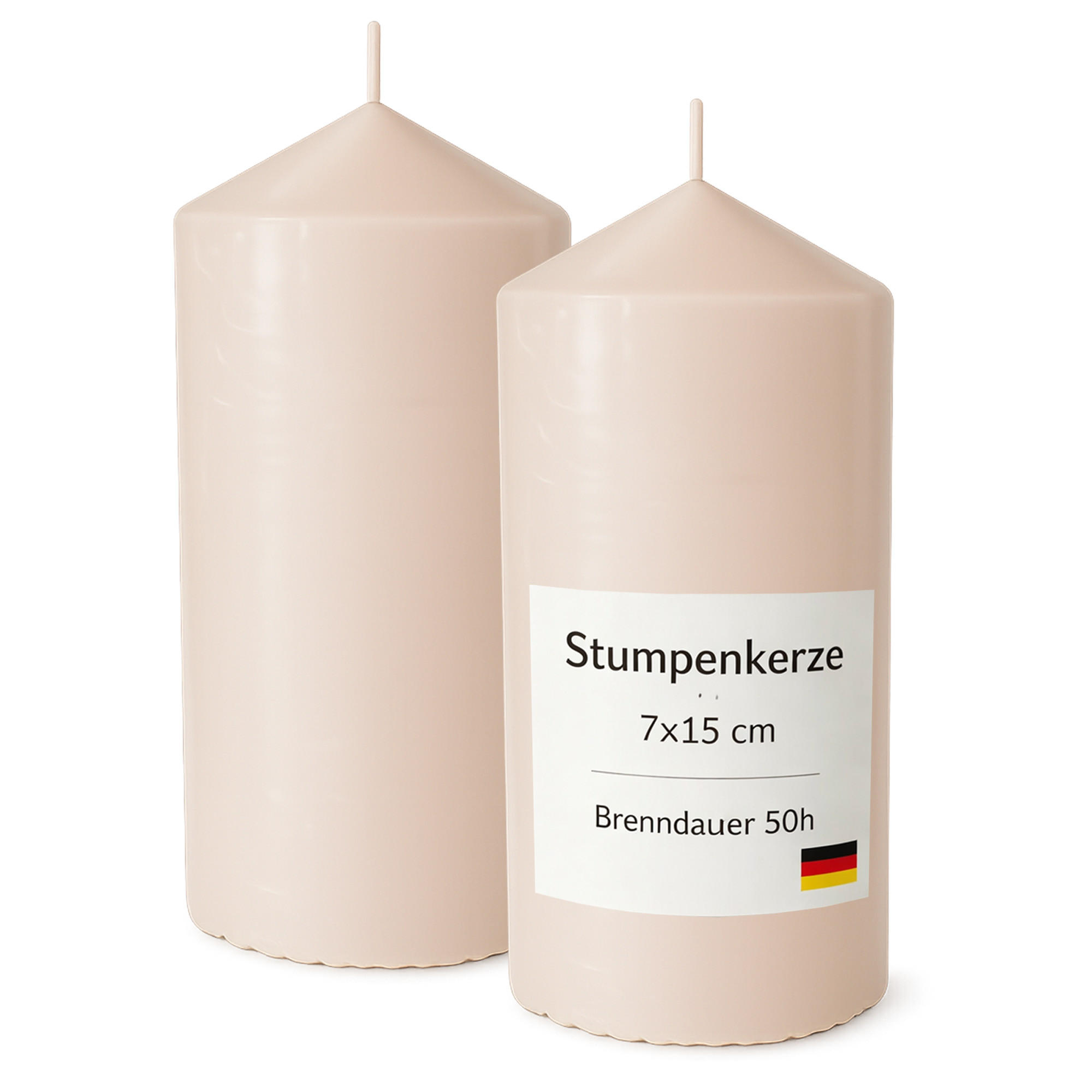 STUMPENKERZEN Ø7cm x 15cm Beige (2er Pack) - Beige, Naturmaterialien (15cm) - HS Candle